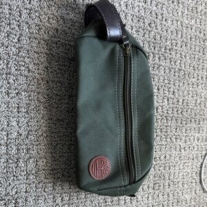 Timberland Olive Green Toiletry Bag with Leather Accents